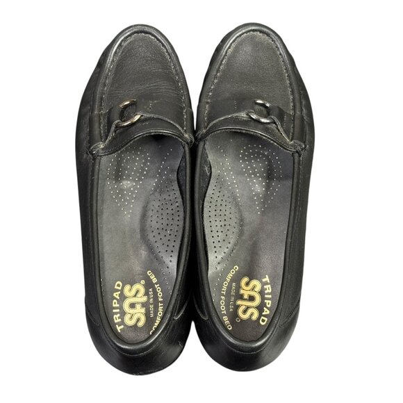 SAS Jewel Loafers Shoes Womens 5 M Black Leather Slip On Tripad Comfort Casaul - Picture 7 of 11